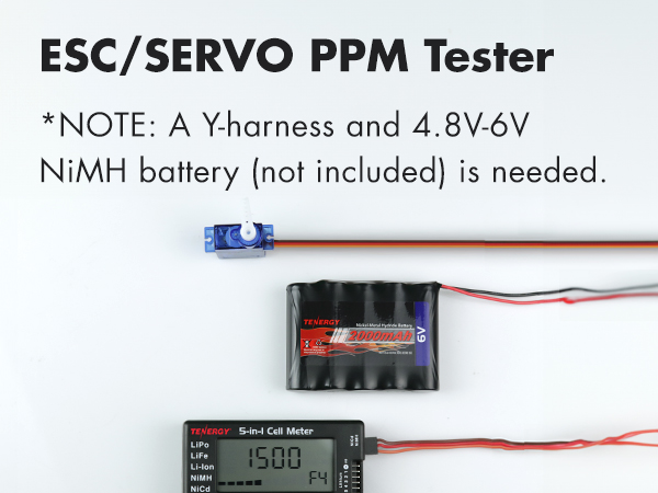 5-in-1 ESC/Servo PPM tester, Y harness and battery pack not included