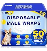 XPCARE 50 Count Disposable Male Dog Diapers, Male Dog Wraps,Super Absorbent Leak-Proof Fit(Small)