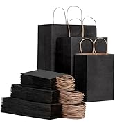 FACEBAG 90 Pack Black Kraft Paper Bags with Handles Bulk, Assorted Sizes Gift Bags for Favors Gro...