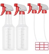 Veco Spray Bottle (2 Pack&2 extra Nozzle,16 Oz) with Measurements and Adjustable Nozzle, HDPE Pla...