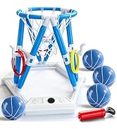 2-in-1 Pool Basketball Hoop & Ring Games, Summer Water Outdoor Party Pool Toys for Kids Ages 4-8,...