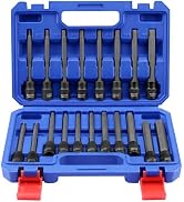 WORKPRO 19-piece 3/8 Inch Drive Extra Long Hex Bit Socket Set, Torx Bit Socket Set, Premium S2 St...