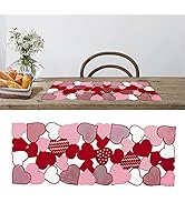 OWENIE Valentine‘s Day Table Runners, 13 x 36 Inch Valentines Table Centerpieces, Embroidered Lov...