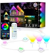Upgrad Permanent Outdoor Lights Landscape Path Lights 111FT 72L App&Remote contorl Adapter Power ...