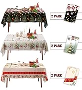 6 Pack Christmas Tablecloth,Disposable Plastic Tablecloths for Rectangle Table,Christmas Table Co...