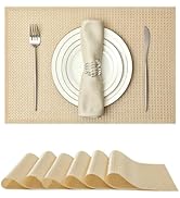 Leetaltree Luxury Gold Sequin Placemats Set of 6 - Waterproof Washable for Wedding, Anniversary, ...