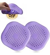 Hair Drain Catcher,Square Hair Drain Cover for Shower Silicone Hair Stopper with Suction Cup,Easy...