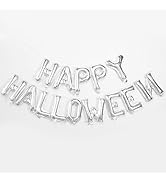 Silver Letters Balloons Halloween Balloons Happy Halloween Balloons Banner Backdrop for Trick or ...