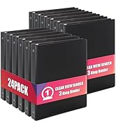 Comix Durable 1 Inch 3 Ring Binder with Clear Cover, 1" Round View Binder with 2 Interior Pockets...