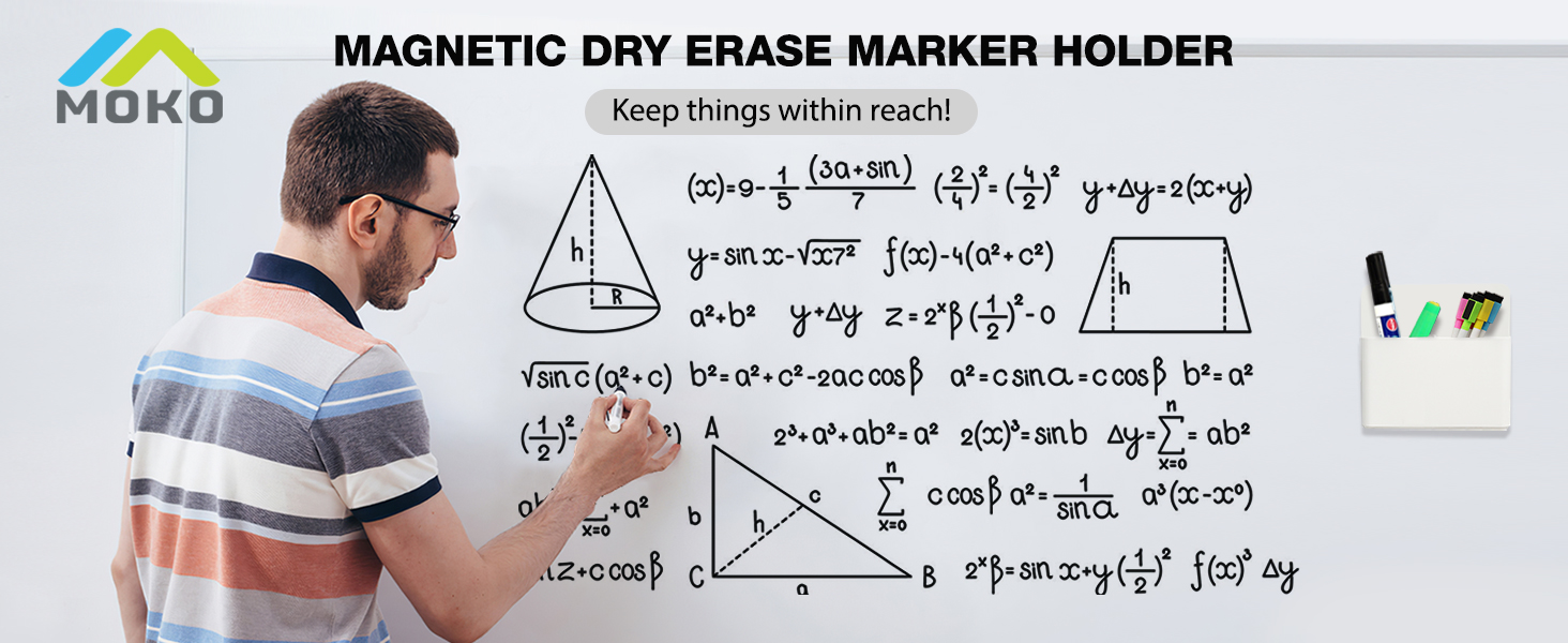 the holder attached to whiteboard holding dry eraser and markers, convenient and orgnized