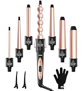 7 in 1 Curling Wand Set: Ohuhu Curling Iron Wand 7Pcs 0.35 to 1.25 Inch Interchangeable Ceramic B...