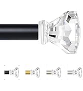 TVWOO Black Curtain Rods 48 to 84 Inch,3/4 Inch Adjustable Curtain Rod Set,Modern Single Window C...
