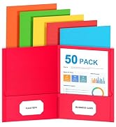 FUCDTEFC 50 Pack Pocket Folders, Folder with Pockets, 5 Assorted Colors Letter Size Heavy Duty 2 ...