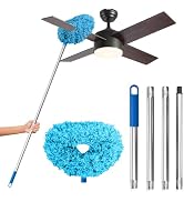 DRQ Ceiling Fan Cleaner Duster, Reusable Microfiber Duster with Extension Pole, 13 to 48 Inch Fan...