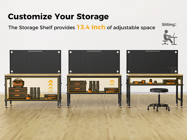 the Adjustable Metal Storage Shelf under Tabletop