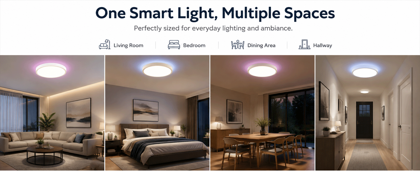 WULILI Smart Ceiling Light for living room, bedroom, dining area and hallway