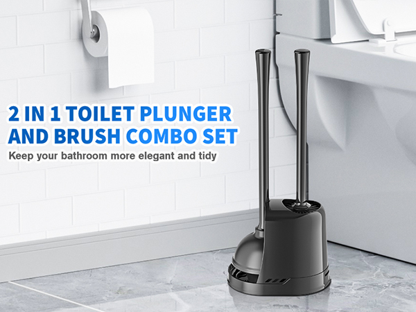 Toilet brush and plunger set