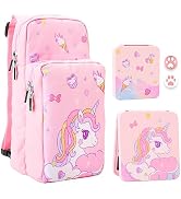 RHOTALL Pink Travel Bag for Nintendo Switch/Lite/OLED,Large Capacity Portable Carrying Case Compa...