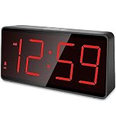 Peakeep Battery Operated Digital Clock, Alarm Clock for Bedrooms - Cordless Large Big Numbers 4 D...