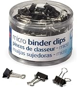 Officemate Micro Size Binder Clips, Black, 100 per Tub (31030)