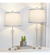 JUNNAI Table Lamps Set of 2, Bedside Lamp Silver Tall Table Lamps for Living Room End Tables, 22"...