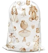DSHFG Cute Girl Baby Shower Drawstring Gift Wrap Bags, Birthday Drawstring Gift Bags Canvas, Smal...