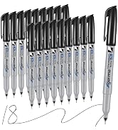 Cgerma Ultra Fine Point Permanent Markers Black, 18 Pack Ultra Fine Tip Markers, Waterproof, Quic...