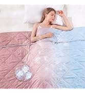 FMLIUY Quilt Cooling Blanket King Size 90x102 inch Pink Blue Lightweight Summer Comforter Cold Bl...