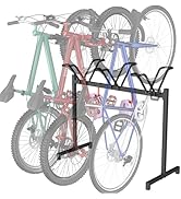 Sttoraboks 3 Bikes Floor Stand, Adjustable Bicycle Parking Rack with Hook for Garage, Indoor, Out...