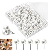 100 Pcs Pearl Pins, Pearl Push Pins Thumb Tacks for Bulletin Board Corkboard Map Calendar Photo W...