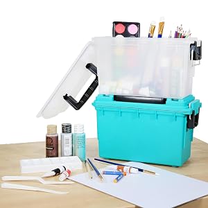 craft tool box;plastic carrying case with handle;kids art box;plastic case with handle;small art box
