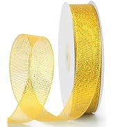 HimBen Glitter Metallic Gold Ribbon 1 inch 50 Yards, Sparkly Fabric Ribbon for Gift Wrapping, DIY...