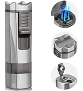 Kantion Cigar Lighter, 4 Jet Flame Torch Lighter Refillable Butane Lighter Windproof Lighter with...