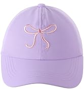 Kids Baseball Hat Visor, Bow Tie Baseball Cap, Little Girls High Ponytail Sun Hat, Embroidered Be...