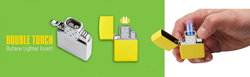 double torch, refillable, butane refillable, insert, zippo insert, zippo refillable butane insert