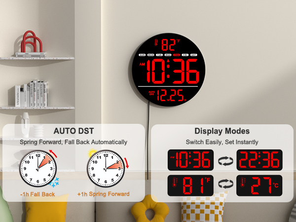 led wall clock with AUTO DST