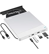 NOLYTH External CD Drive for Mac: USB 3.0 Type-C DVD Burner Player for Laptop Windows with SD/TF/...