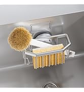 TAILI Sponge Holder for Kitchen Sink with Strong Suction Cup Removable, Rustproof Aluminum Sink C...