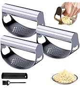 Garlic Press Rocker, Portable Manual Stainless Steel Garlic Press Rocker Crusher Masher with Garl...