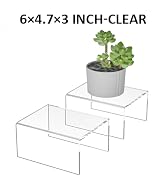 Hexsonhoma Acrylic Shelf Riser 6x4.7x3 pack of 2, Desktop Rectangular Acrylic Tray Pedestal Stand...