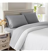 Weenmee Cooling Sheet Set- Gray Queen 4 Piece& Deep Pocket& Easy Care