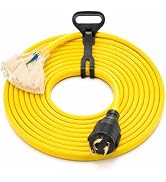 PLIS 25FT Generator Extension Cord, NEMA L5-30P to 3X 5-15R | 30 Amp 125V Heavy Duty STW Cable wi...