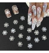 100pcs Snowflake Nail Art Decorations Christmas Iridescent Nail Art Charms White Transparent Snow...