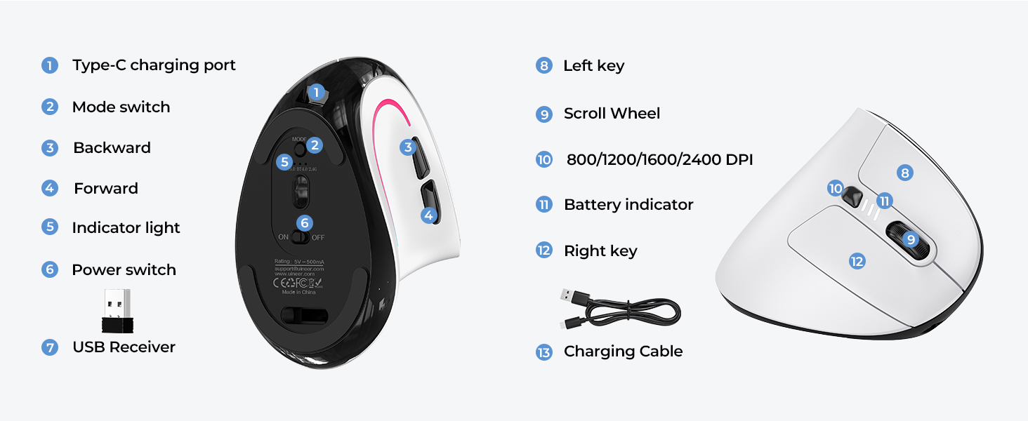 wireless gaming mouse mouse for computer work wrist pain