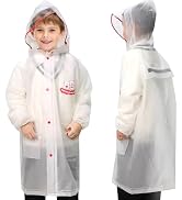 ANYOO Unisex Kids Rain Poncho Waterproof & Lightweight Raincoats with Pocket and Hood Jacket Coat...