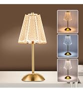 HAPYGI Portable Battery Operated LED Table Lamp with Touch Sensor, Gold Cordless Brass Rechargeab...