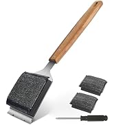 Grill Brush Cleaning BBQ Outdoor: GEEKHOM Bristle-Free Steam Scraper for Cast Iron/Stainless Grat...