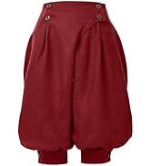 GRACEART Women's Renaissance Pants Pirate Pant Suede High Waist Double Breasted Medieval Pants