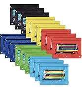 YoeeJob 18 Pack 3 Ring Binder Pencil Pouch with Clear Window, Clear Zipper Pencil Case Bulk Suita...