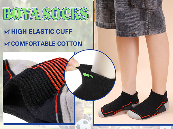 SeeyAN Kids Socks Boys Ankle Athletic Socks Half Cushioned Low Cut Sport Cotton Breathable Socks
